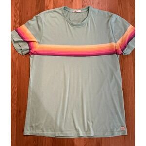 Marine Layer Signature Crew Tee Men's Size L Style 17245 Green Graphic Stripe